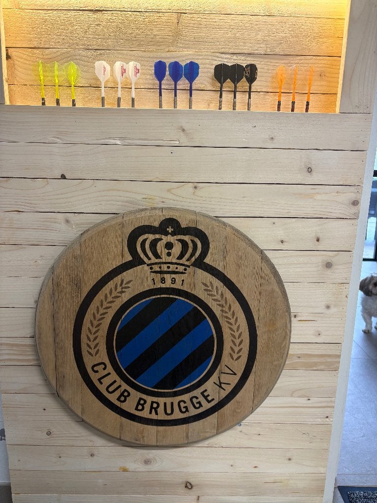 Mooie houten wijnvat deksel van Club Brugge !, Ophalen, Nieuw
