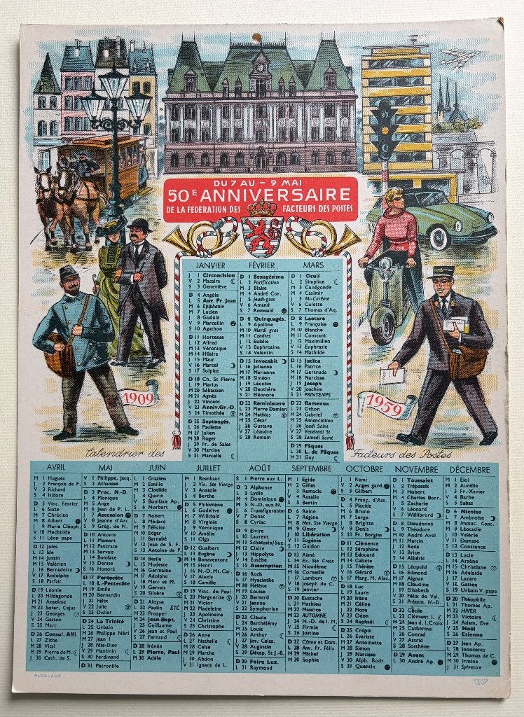 LUXEMBOURG 1959 1960 1963 1964 1965  CALENDRIER des POSTES, Enlèvement ou Envoi