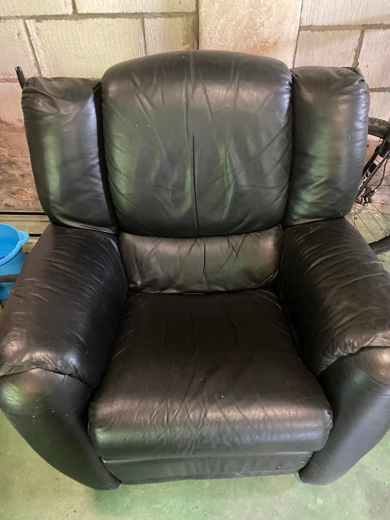 Lederen relax zetel, Huis en Inrichting, Ophalen, Gebruikt
