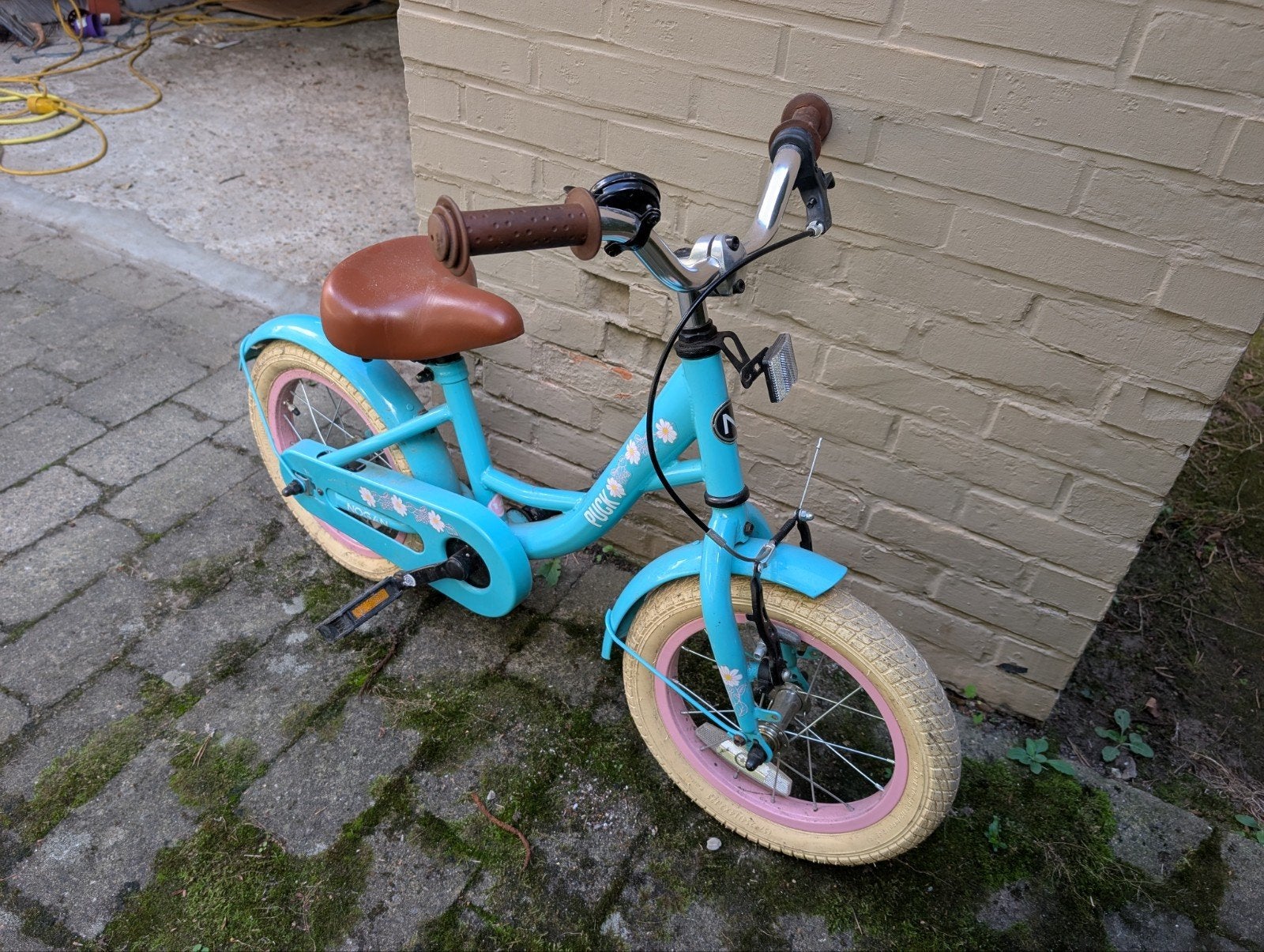 Nogan puck 14" fiets, Ophalen, Gebruikt, Minder dan 16 inch, Zijwieltjes