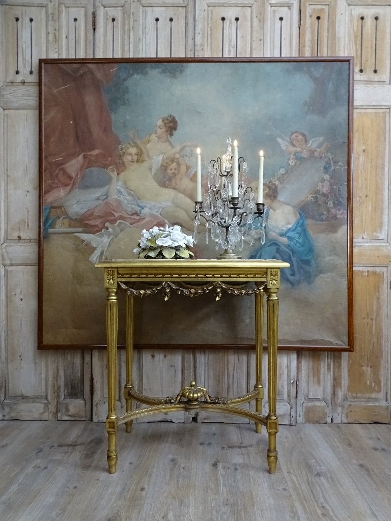 Frans vergulde tafel met guirlandes., Antiek en Kunst, Ophalen
