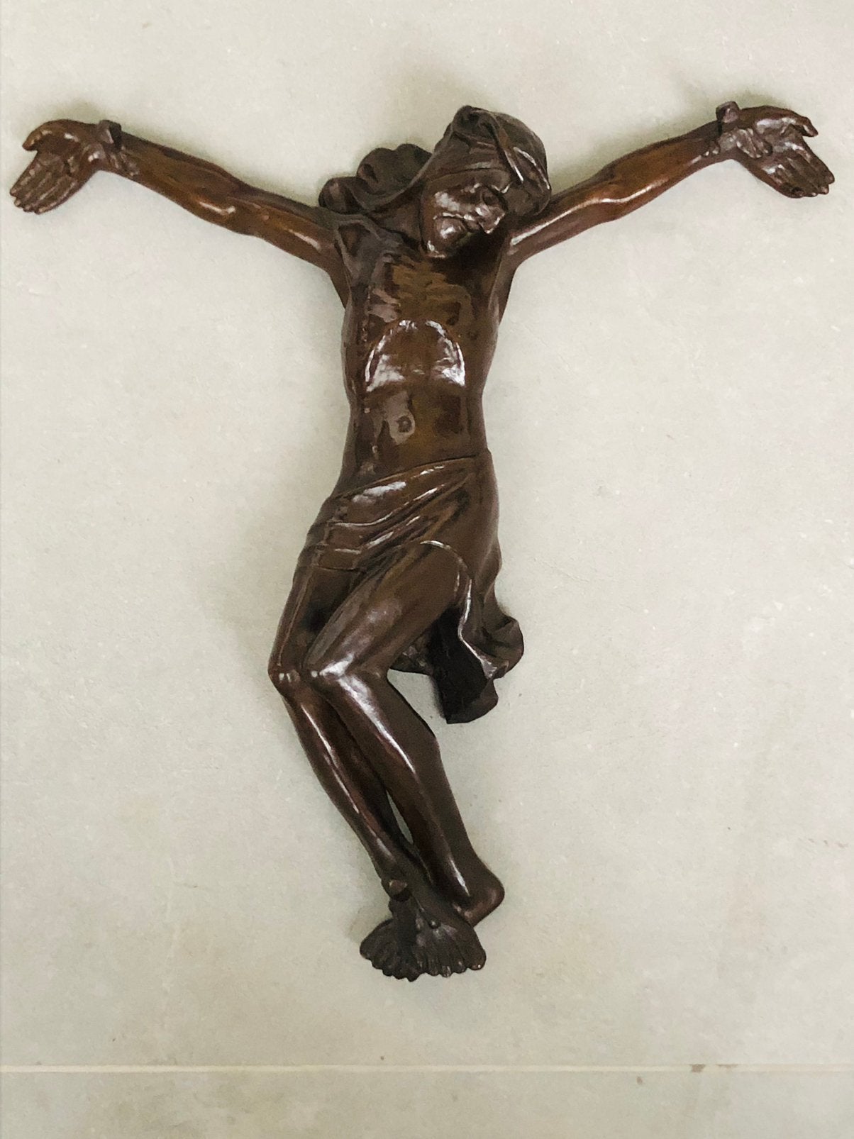 Crucifix en bronze, monumental et lourd, c. 1920-30, Enlèvement ou Envoi, Comme neuf, Image, Christianisme | Catholique