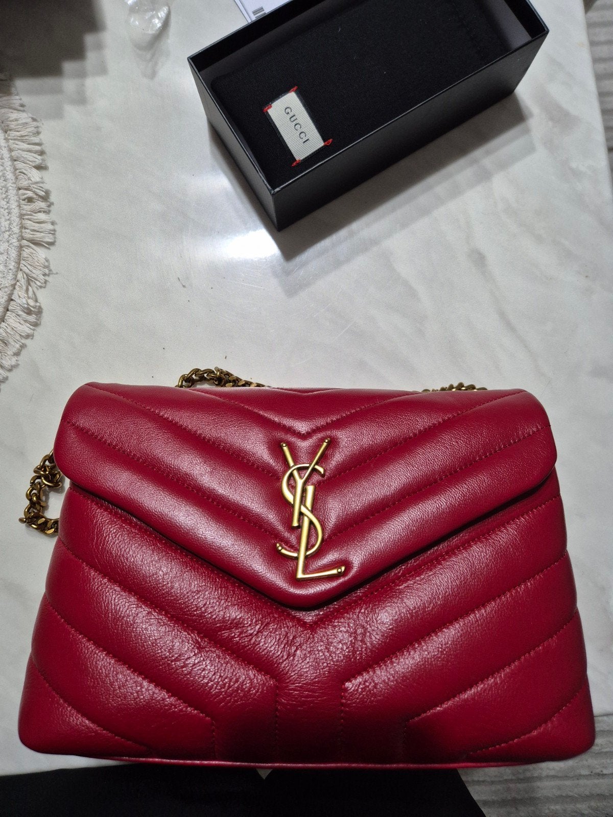 sac a main pour femme Yves Saint Laurent rouge, Zo goed als nieuw, Leder, Rood, Ophalen