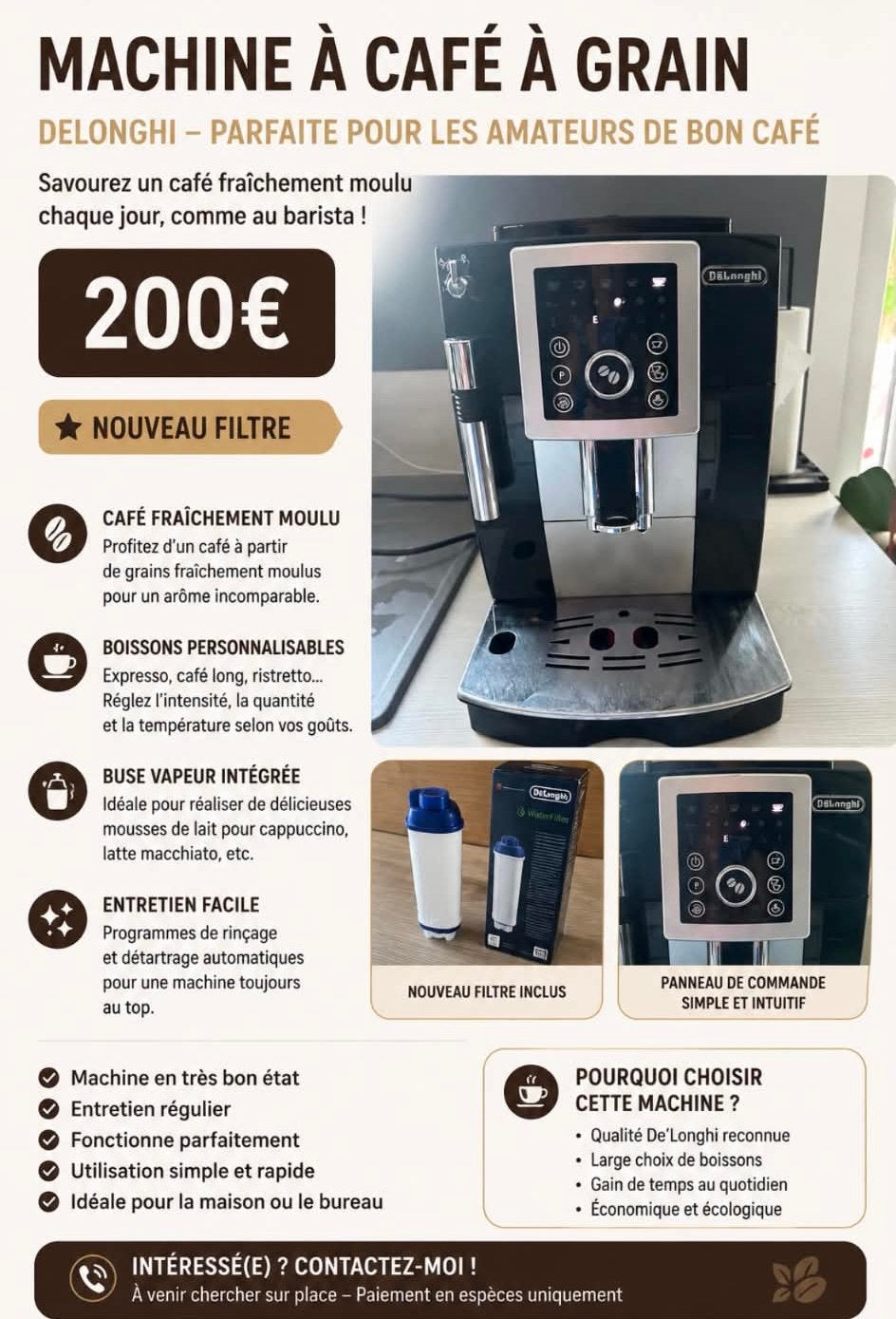 Machine a cafe en grains De’Longhi, Electroménager, Enlèvement ou Envoi, Comme neuf