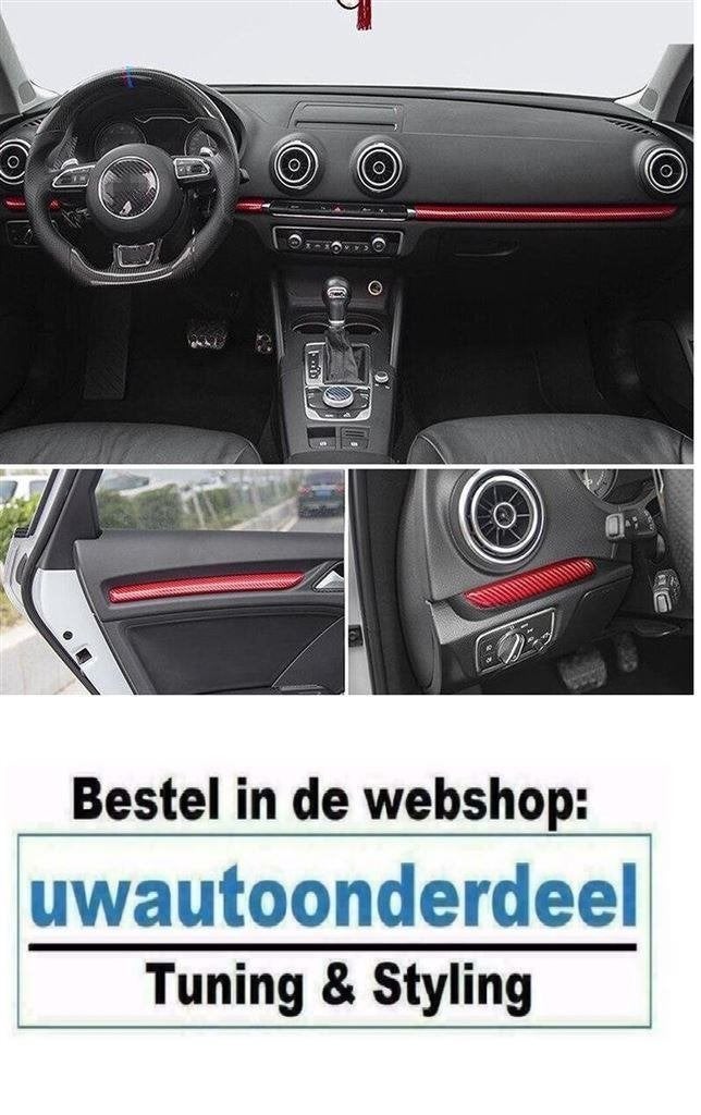 Dashboard Interieurlijsten Rood Carbon Geschikt voor Audi A3, Verzenden