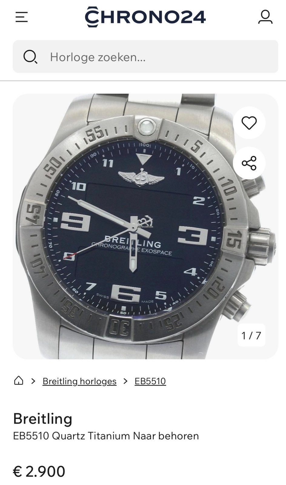 Te koop, Handtassen en Accessoires, Horloges | Heren, Verzenden, Zo goed als nieuw, Breitling