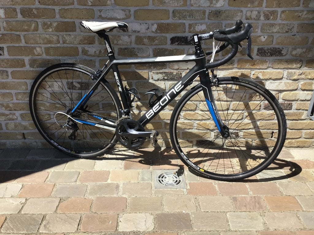 Vélo de course 54 carbon/alu.+/- 600 km, Vélos & Vélomoteurs, 10 à 15 vitesses, Frein sur jante, Comme neuf, Enlèvement