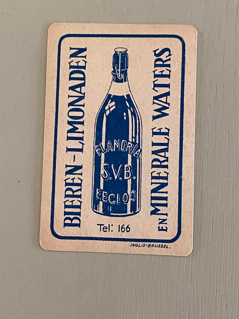 Oude speelkaart Bier Limonade Water FLANDRIA te EEKLO, Verzamelen, Ophalen of Verzenden, Zo goed als nieuw, Speelkaart(en)