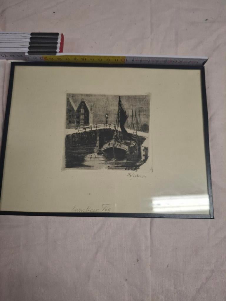 Ets tekening, Antiek en Kunst, Ophalen