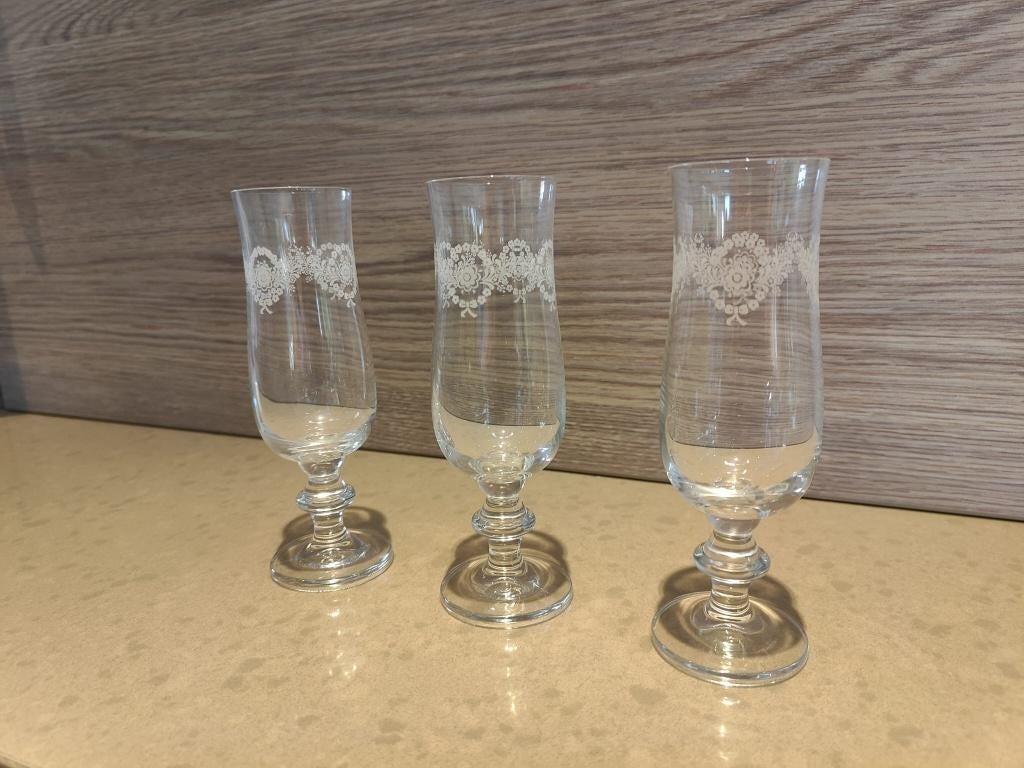 169 STUKS SPLINTERNIEUWE CAVA GLAZEN MET MOOI BLOEMENMOTIEF, Ophalen, Nieuw, Overige typen
