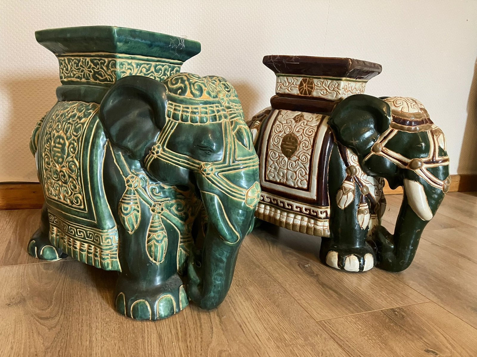 Unieke Set Vintage Keramische Olifanten (Hollywood Regency), Ophalen