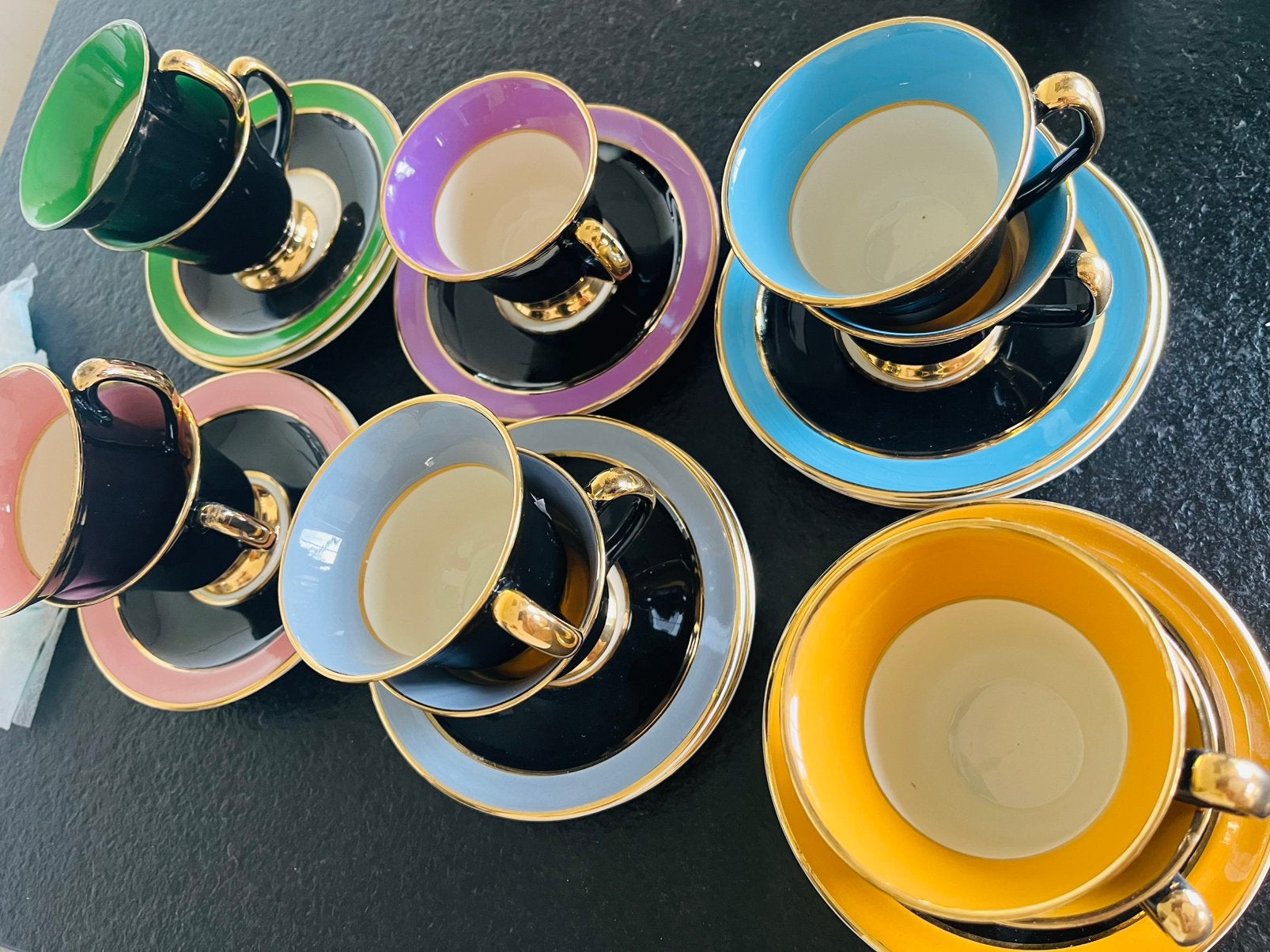 Art déco koffieservies type Harlekijn 11sets schotel + tas, Enlèvement ou Envoi, Comme neuf, Vintage