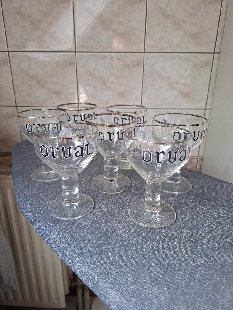 7 Orval glazen, Verzamelen, Glas en Drinkglazen, Ophalen of Verzenden, Zo goed als nieuw, Bierglas