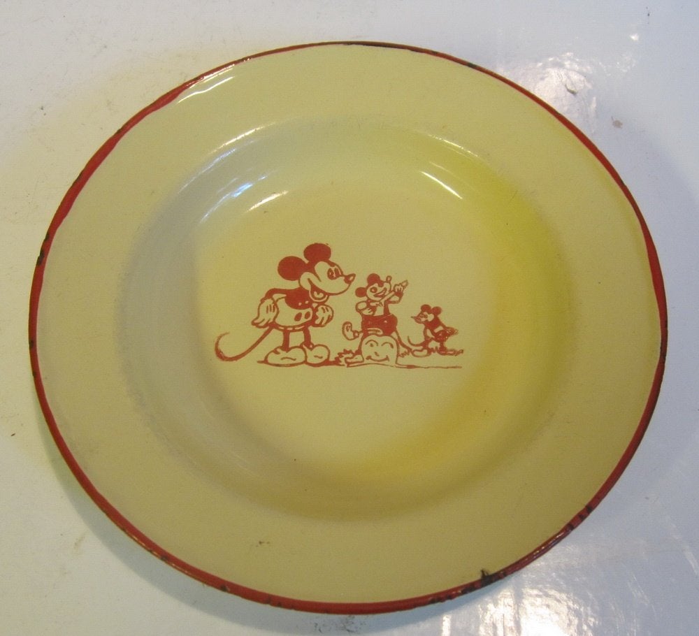 1930 Mickey Mouse emaille bordje, disneyana, Verzamelen, Disney, Zo goed als nieuw, Mickey Mouse, Verzenden