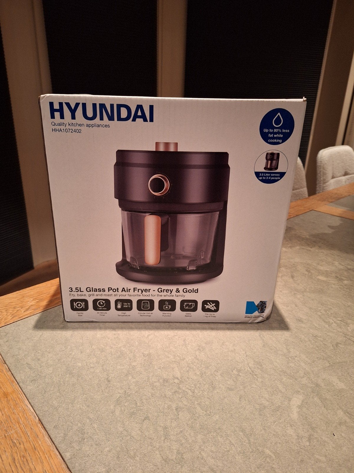 air Fryer électronique Hyundai. bocal en verre 3,5l., Electroménager, Enlèvement