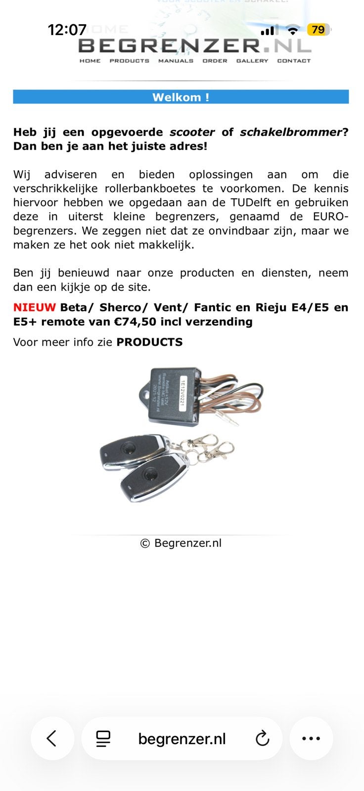 Begrenzer voor Peugeot met afstandsbediening, Fietsen en Brommers, Brommeronderdelen | Algemeen, Ophalen of Verzenden
