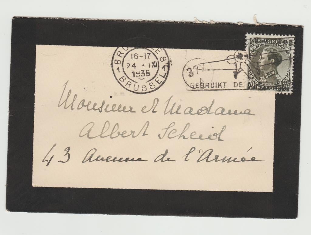 België 1935 Vlagstempel 'gebruik de luchtpost' - vliegtuig, Postzegels en Munten, Ophalen of Verzenden, Brief