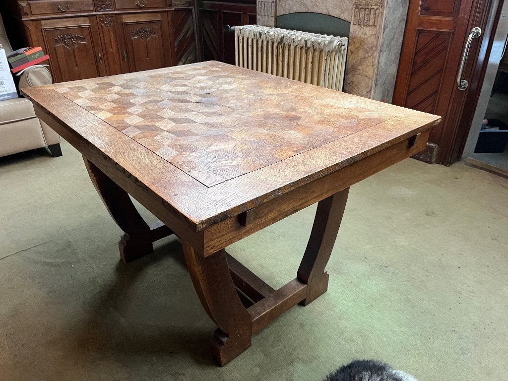 Table en chêne massif vintage, 150 à 200 cm, Cinq personnes ou plus, Enlèvement, Utilisé