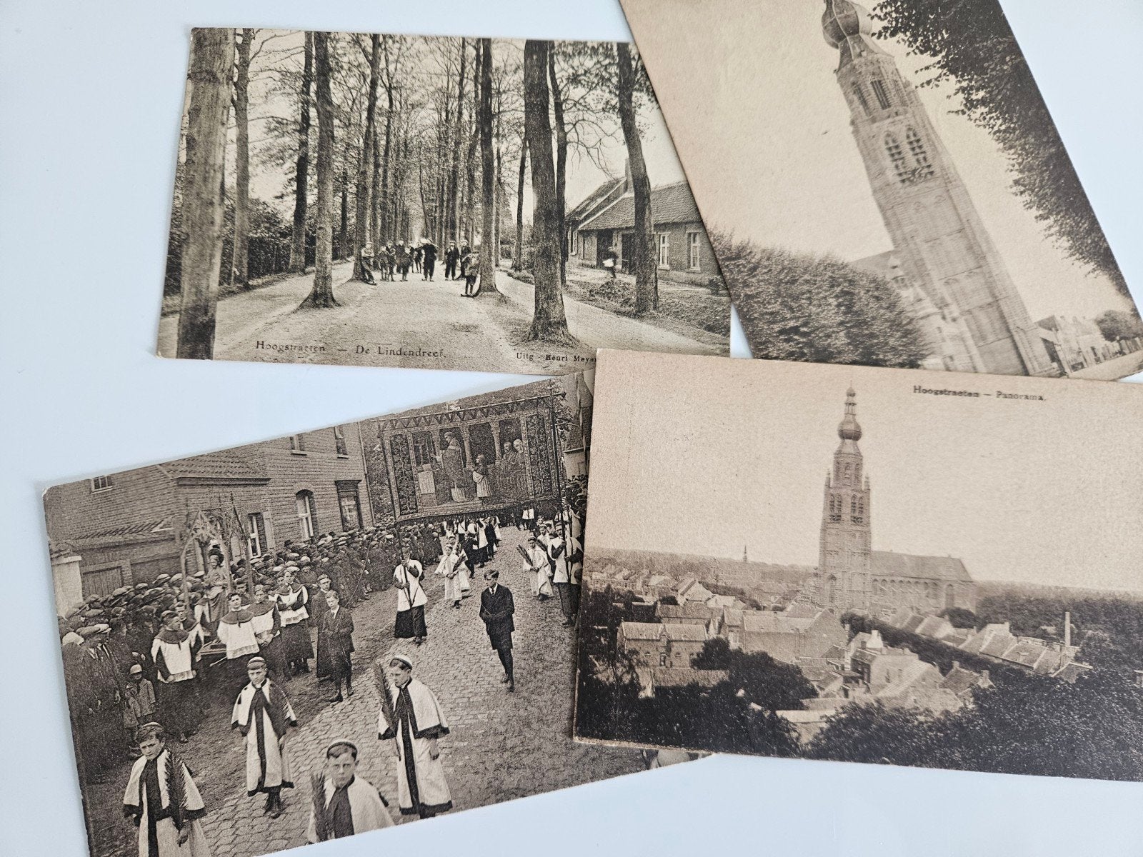 4 oude postkaarten Hoogstraten, Verzamelen, Verzenden