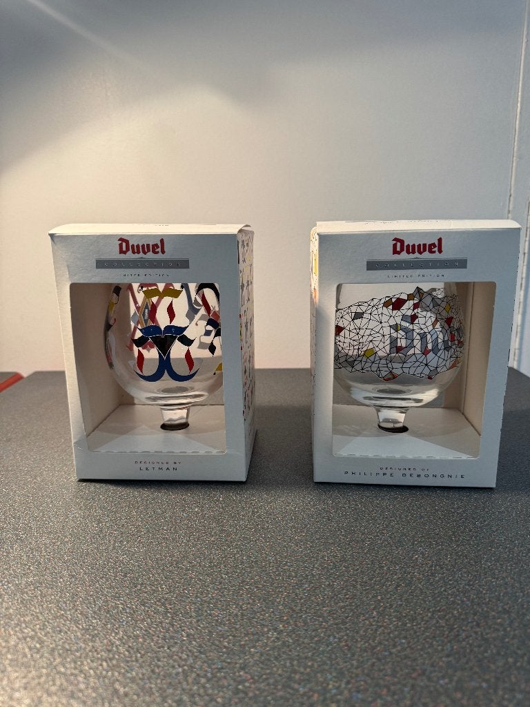 2 lunettes Duvel édition limitée Letman & Philippe Debongnie, Collections, Enlèvement, Neuf, Verre à bière