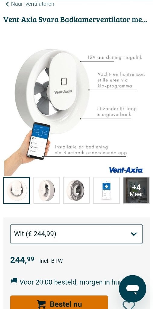 ventilator Svara met vocht- en lichtsensor (app-gestuurd), Electroménager, Enlèvement ou Envoi, Neuf, Autre