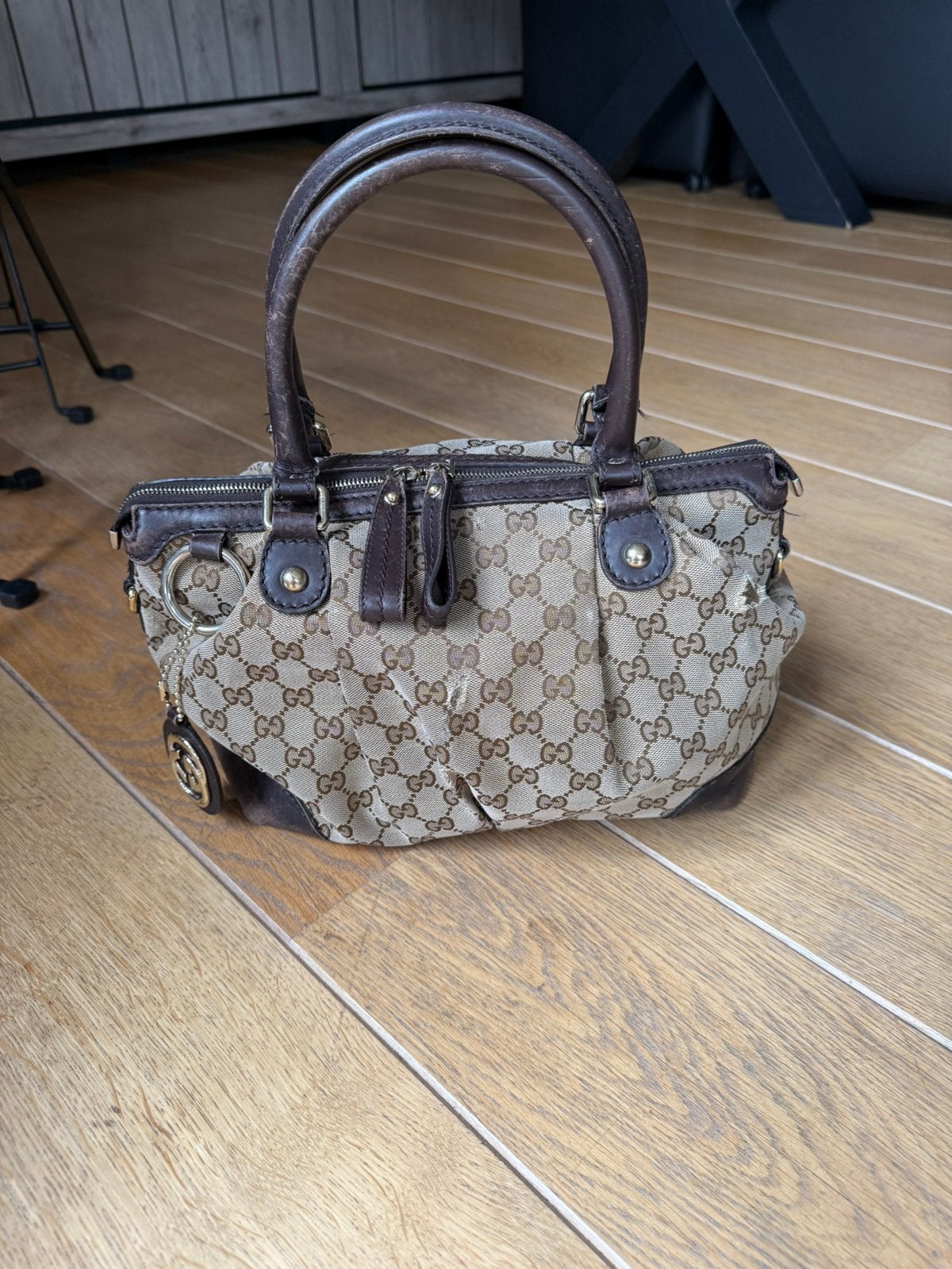Authentique Gucci Sukey vintage, Enlèvement ou Envoi, Comme neuf, Beige