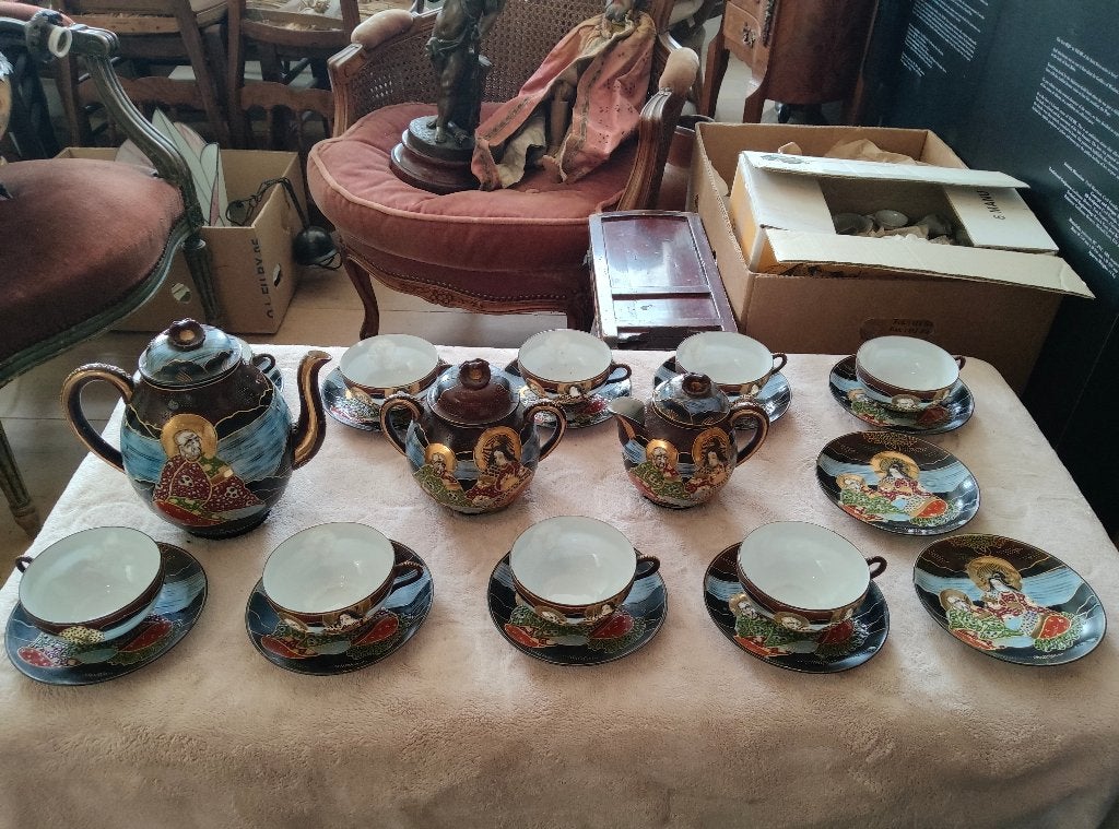 Grand service thé café japonais Satsuma Immortels 23 pièces, Enlèvement ou Envoi