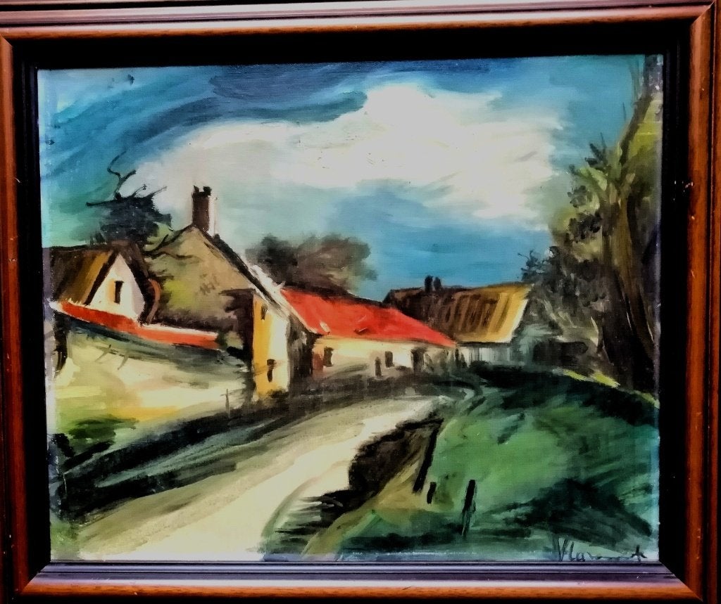 Maurice de Vlaminck "" Dorp in de avond ''' olieop doek, Verzenden