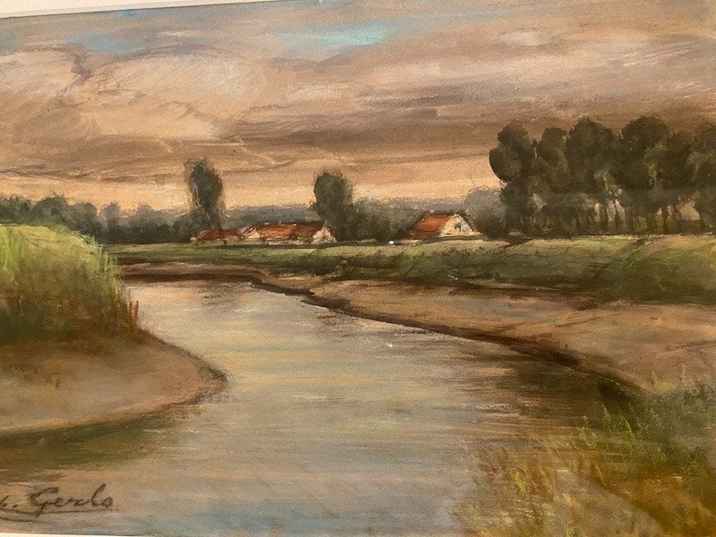 peinture Urbain Gerlo, Antiquités & Art, Enlèvement ou Envoi, Paysage, École hollandaise, Encadré