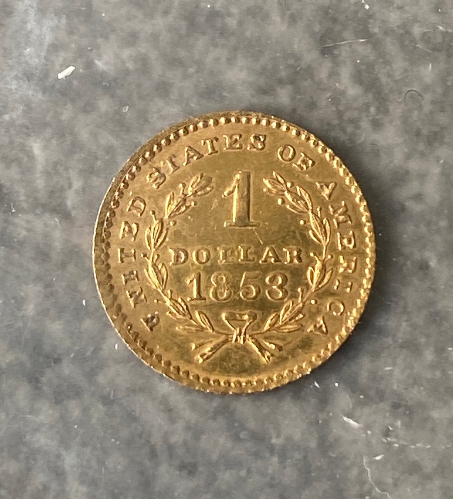 Dollar en or Liberty Head 1853, Timbres & Monnaies, Enlèvement, Autres pays, Monnaie en vrac, Or