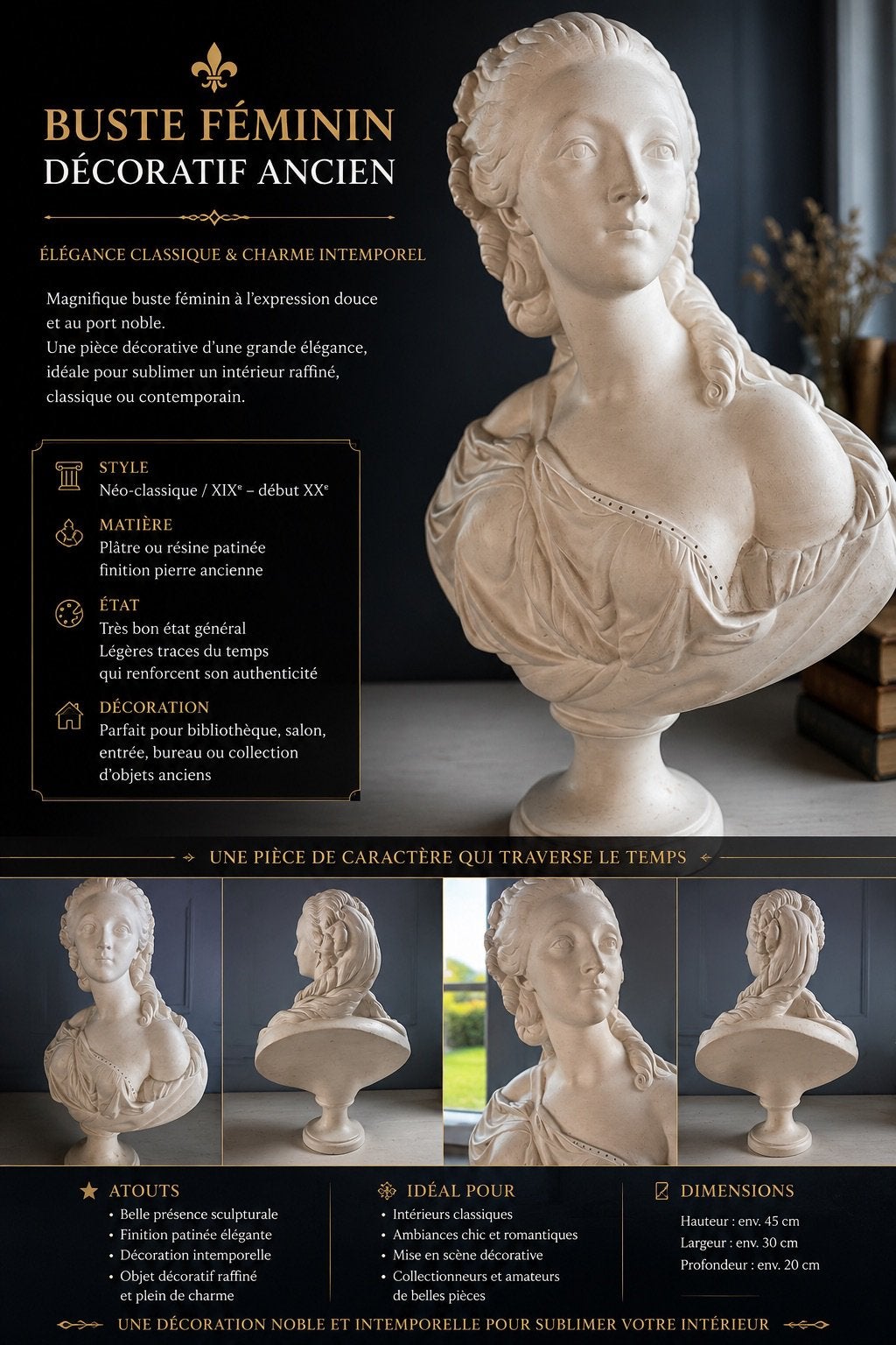 Buste Comtesse du Barry d’après Pajou –  Néo-Classique, Enlèvement ou Envoi