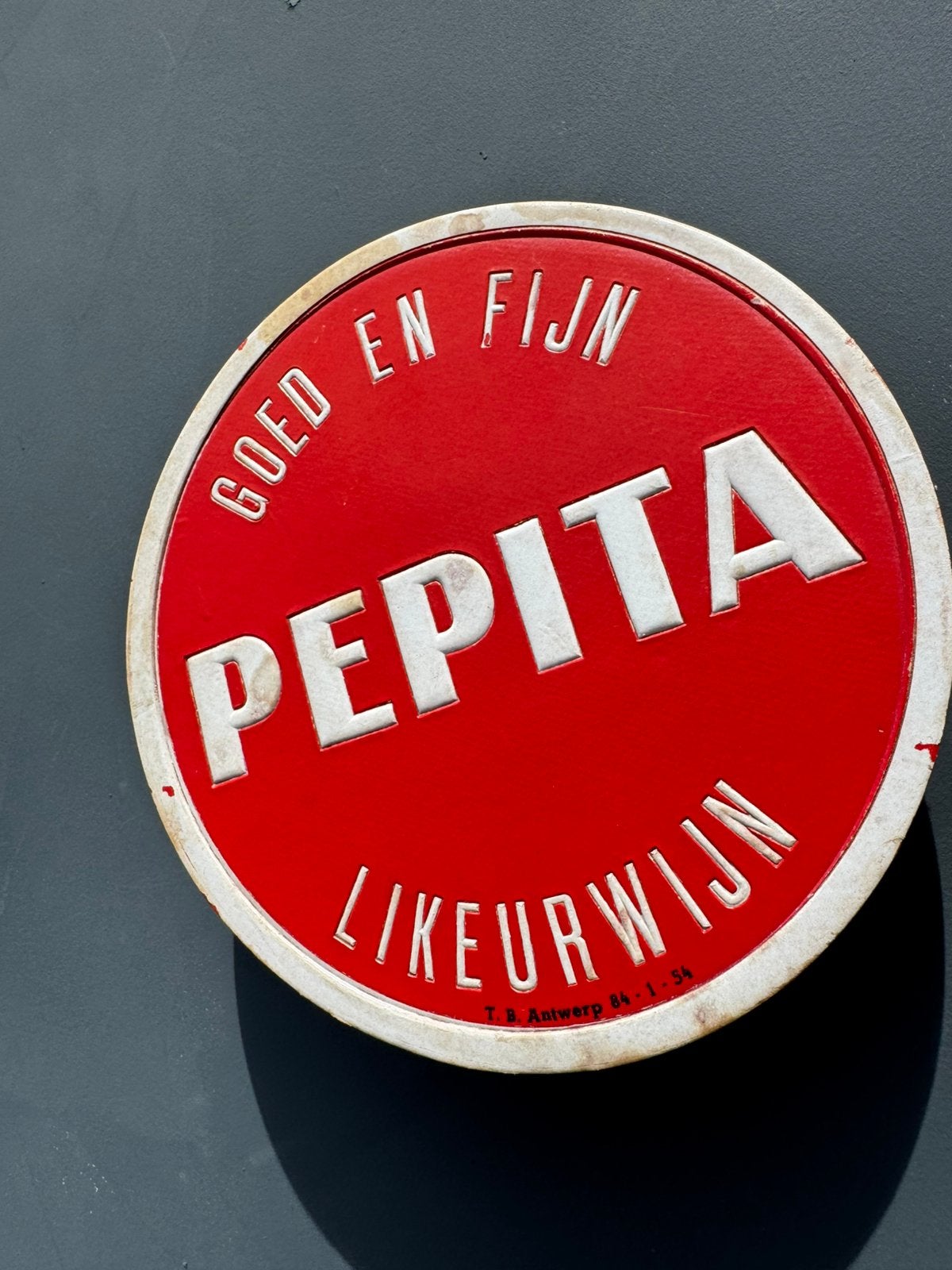 PEPITA likeur wijn oud reclame bordje, Verzamelen, Ophalen of Verzenden, Gebruikt, Reclamebord