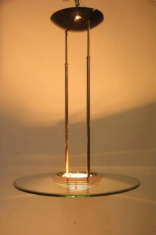 Vintage 70s plafondlamp Fratelli Martini 51026, 300 W, Huis en Inrichting, Ophalen, Vintage, Verstelbaar, Glas