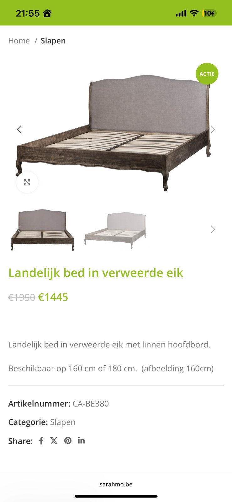 Sarah Mo Landelijke Bed Eik!, Enlèvement, Neuf, 220 cm, 180 cm