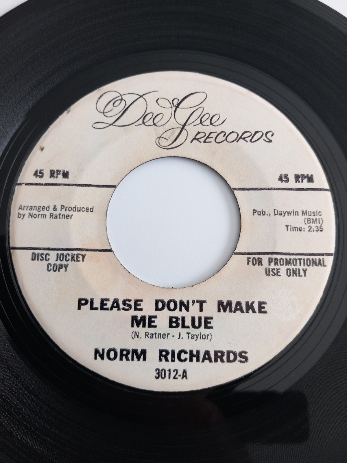 NORM RICHARDS. PLEASE DON'T MAKE ME BLUE. OLDIES USA 45T, Enlèvement ou Envoi