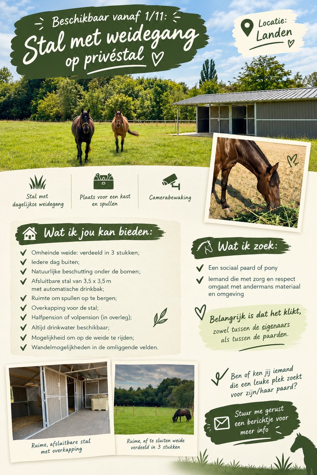 Te huur vanaf 1/11: stal met weidegang, Mise à l'étable, 1 cheval ou poney