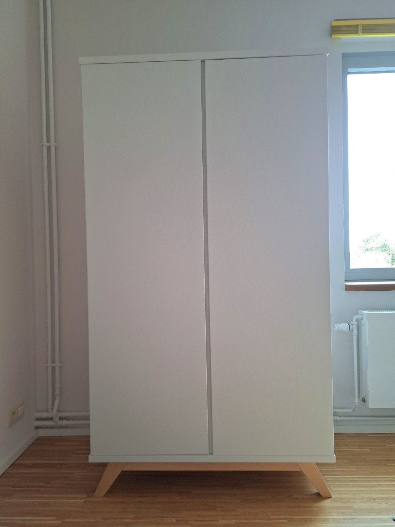 Armoire 2 portes Bopita Lynn sans poignée Blanc/Naturel, Scandinavisch, Utilisé, 50 à 100 cm, Avec porte(s)