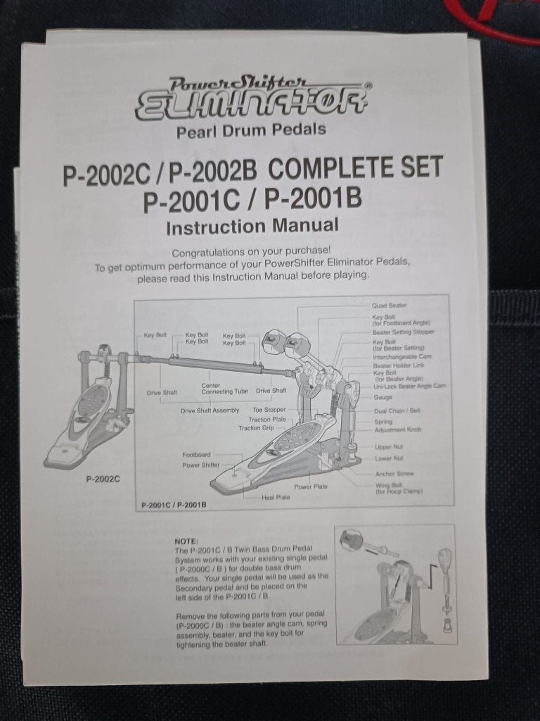 Pearl P2002B Power Shifter Eliminator belt-drive twin pedaal, Muziek en Instrumenten, Ophalen of Verzenden, Gebruikt, Pearl