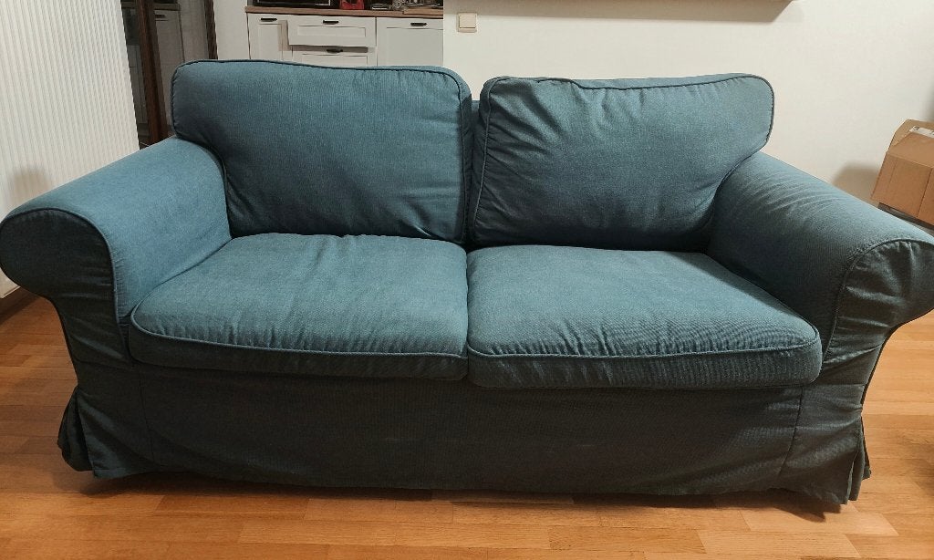 IKEA EKTORP Tallmyra donkergroene 2-zitsbank, Huis en Inrichting, Zetels | Zetels, Zo goed als nieuw, Rechte bank, Tweepersoons