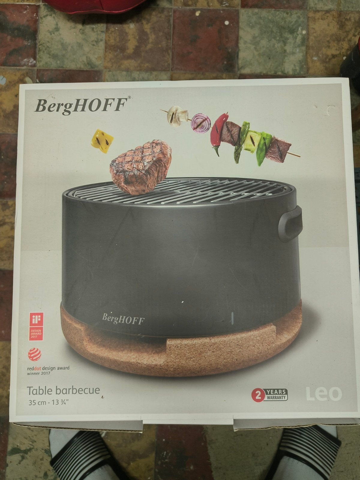 Barbecue de table BergHOFF Leo - Ø 35 cm - Toujours en plast, Jardin & Terrasse, Barbecues au charbon de bois, Neuf, Avec accessoires