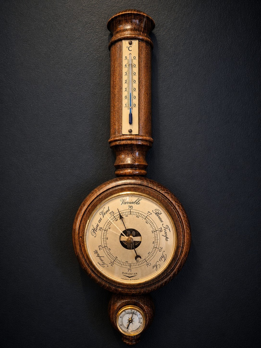 Station météo française Vintage BAROSTAR — Baromètre, thermo, Enlèvement ou Envoi, Utilisé, Station météo