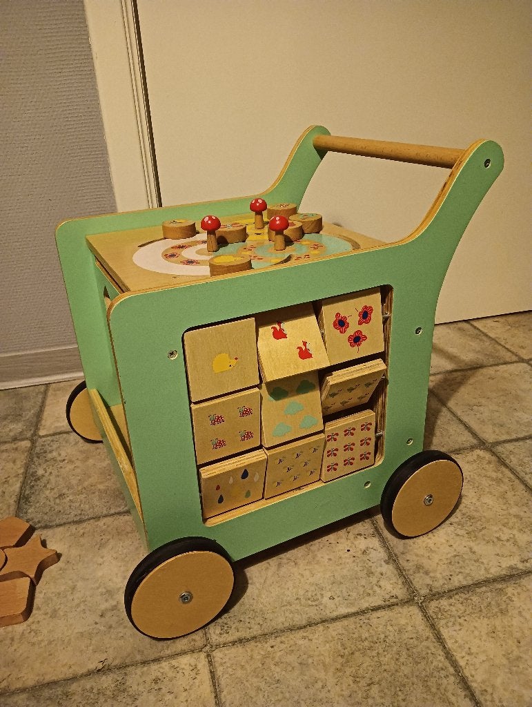 Small Foot Move it! houten loopwagen muntgroen met speelgoed, Enlèvement ou Envoi, Comme neuf