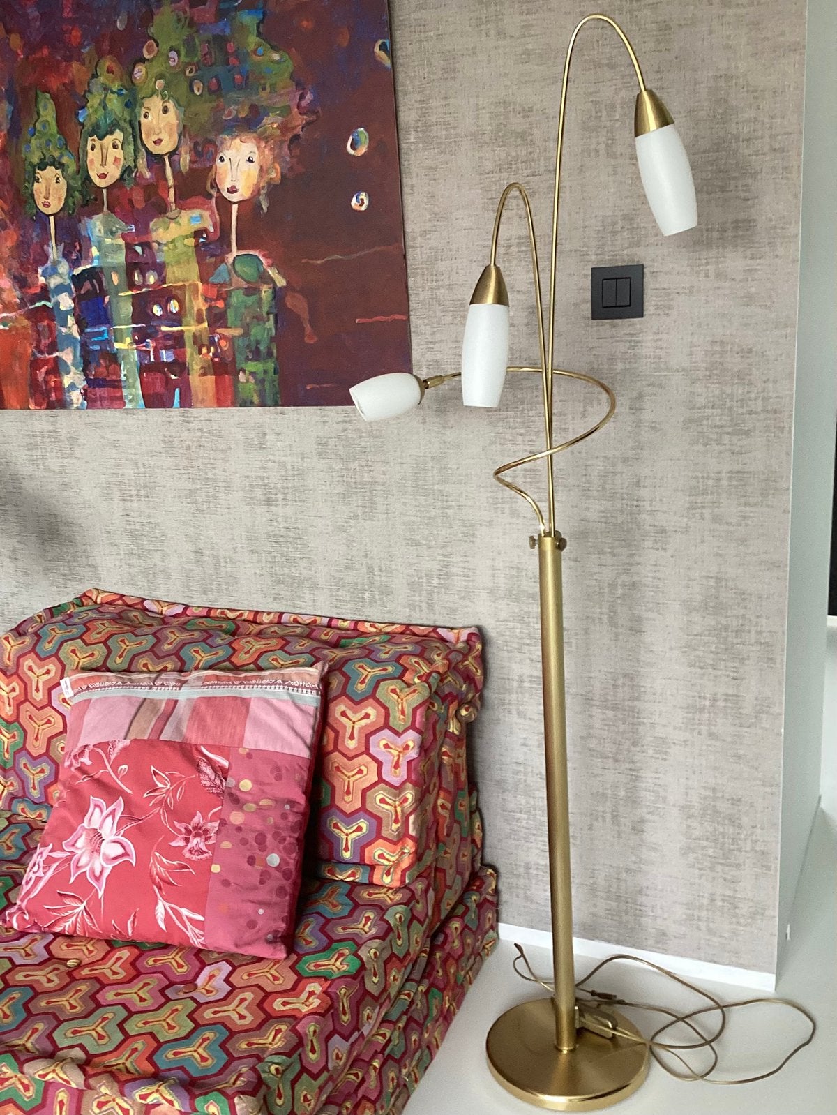 Originele Steinhauer vintage vloerlamp - jaren 70 - messing, Huis en Inrichting, Ophalen, Zo goed als nieuw