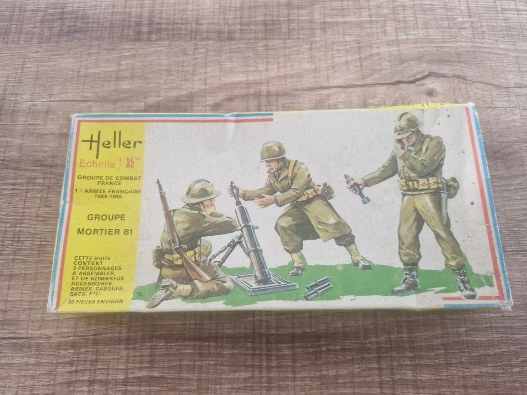 Heller 1/35 Groupe de combat France Groupe Mortier 81, Enlèvement ou Envoi, Comme neuf, 1:35 à 1:50, Personnage ou Figurines