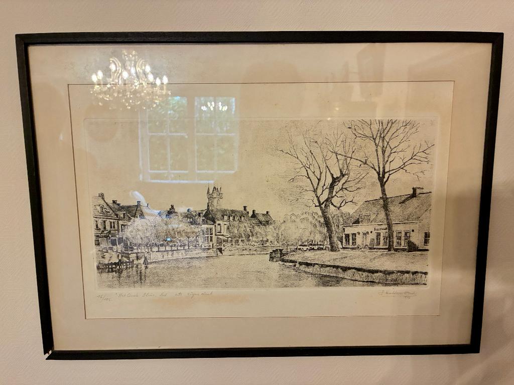 Ets  Het oude Sluis Van Malderen 16/125, Eau-forte, Paysage, Enlèvement, Encadré