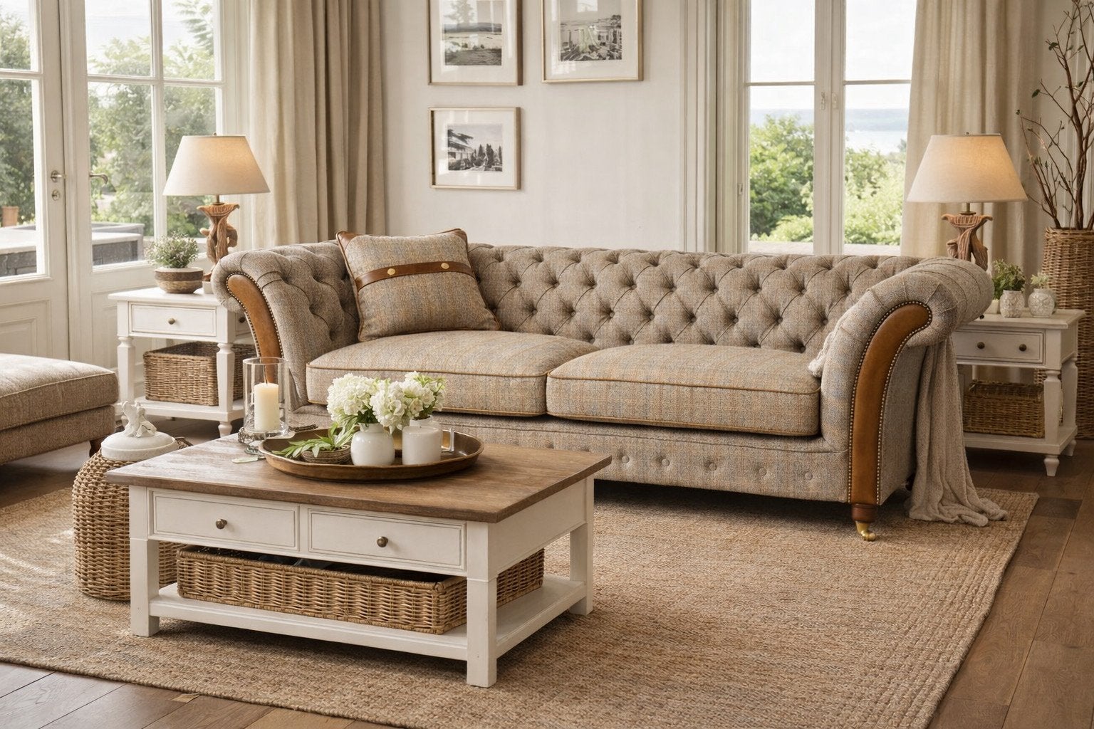 Originele Harris Tweed  Chesterfield Zetels fauteuils Stof, Maison & Meubles, Enlèvement ou Envoi, Neuf, Cuir