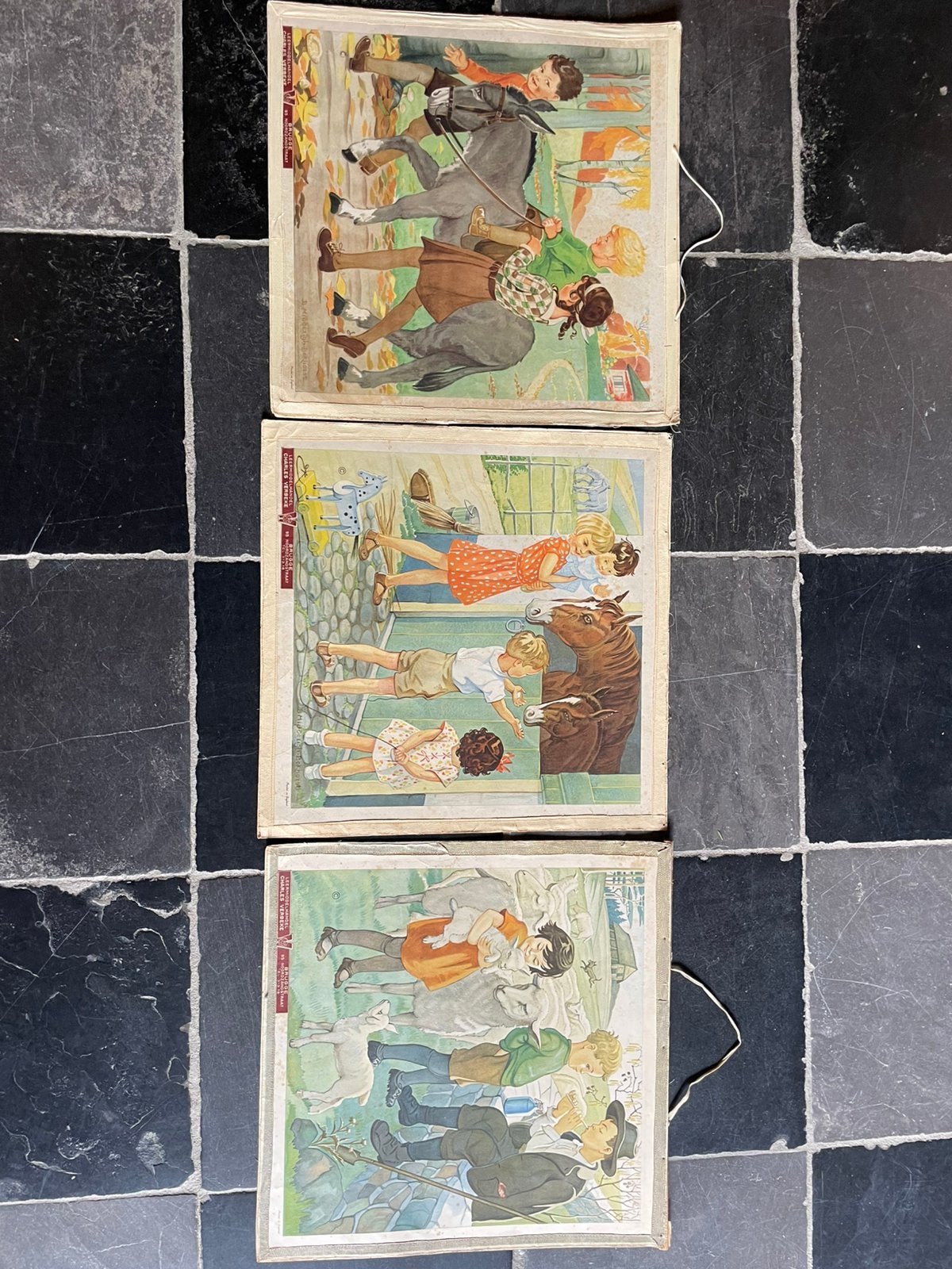 Set v 3 mooie oude intacte schoolprenten, Ophalen of Verzenden, Zo goed als nieuw