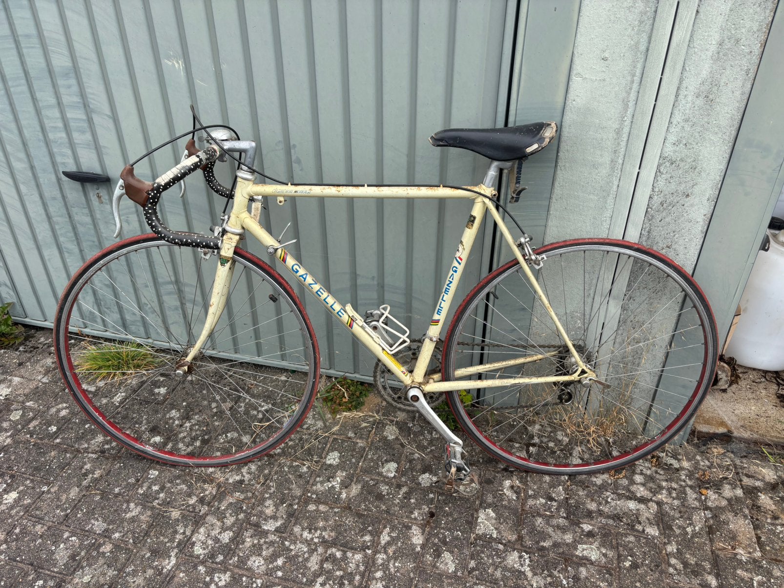 Te koop oude koersfiets, Ophalen