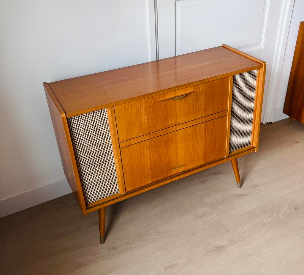 Mooi vintage radiomeubel met platenspeler / vintage dressoir, Enlèvement, Comme neuf