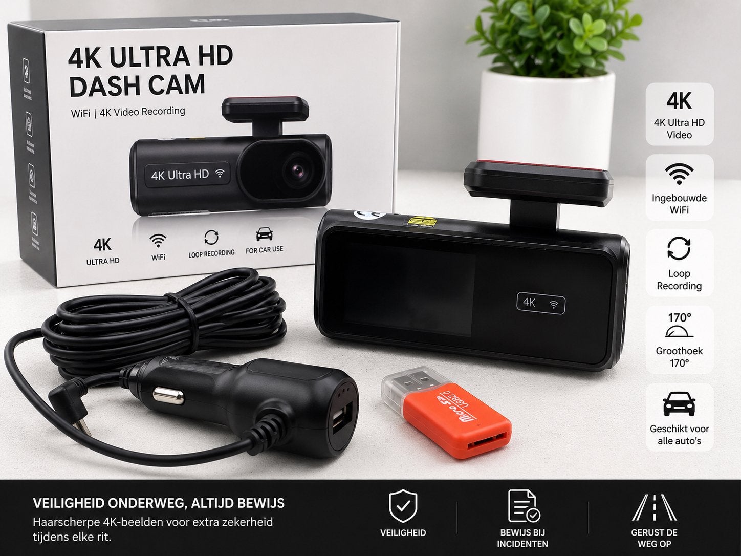Nieuwe Ultra 4K HD Dashcam – Inclusief 32GB microSD-kaart, Ophalen, Nieuw